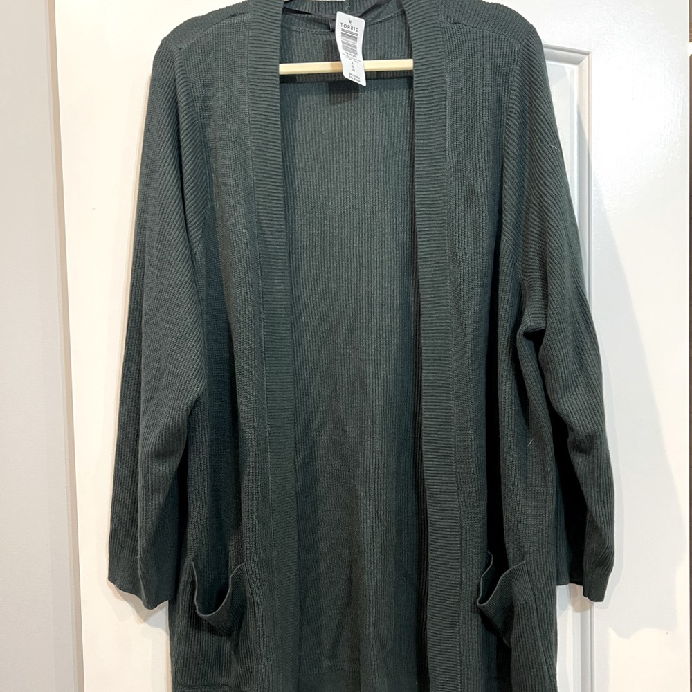 Torrid Longline ribbed cardigan with pockets